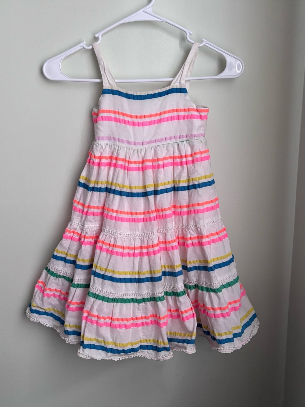 Mini boden ' Striped Cotton blend Sundress - White Pink & Multicolor Stripes